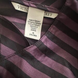 NWOT Victorias secrete Medium Purple & black stripe Satin Sleepwear Set